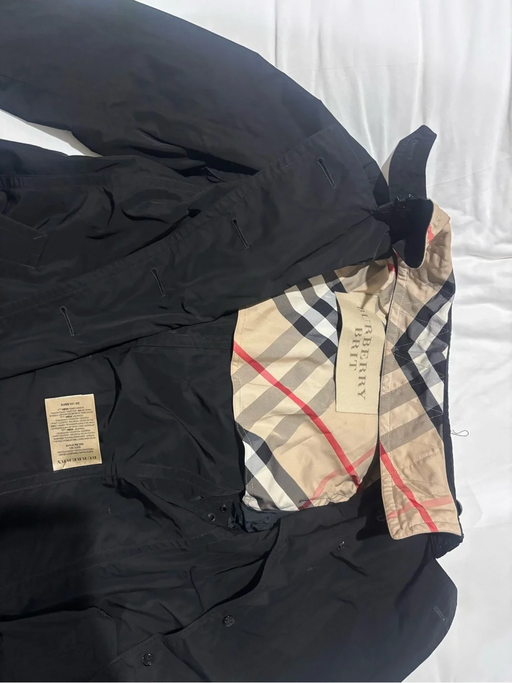 Burberry Black Trench Coat with Signature Check Lining - Picture 2 of 5